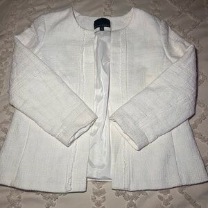 Banana Republic Women’s White Sweater with Textured Fabric and Open Front Design